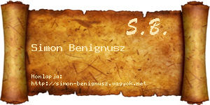 Simon Benignusz névjegykártya